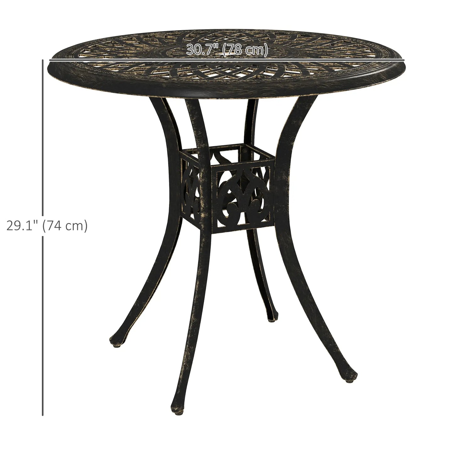 30-Inch Round Patio Dining Table, Cast Aluminum Outdoor Bistro Table, Brown Patio Dining Tables at Gallery Canada