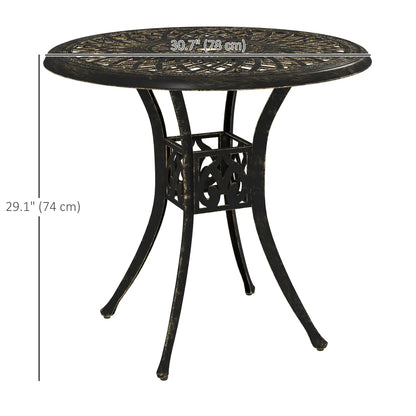30-Inch Round Patio Dining Table, Cast Aluminum Outdoor Bistro Table, Brown Patio Dining Tables at Gallery Canada