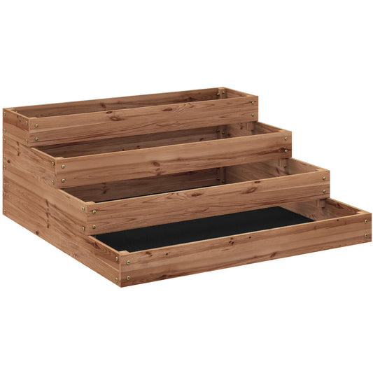 4-Tier Raised Garden Bed, Wooden Elevated Planter Box with Liner, Dark Brown Raised Garden Beds Dark Brown at Gallery Canada