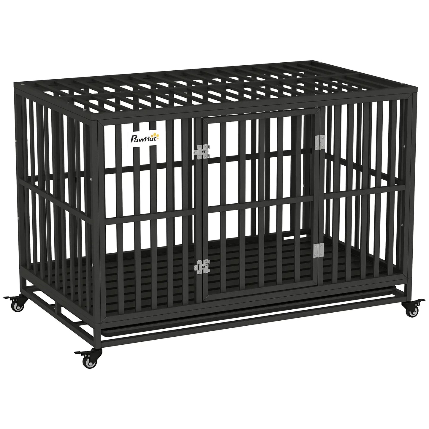 49" Heavy Duty Steel Dog Crate, Kennel with Wheels, Black Houses, Kennels & Pens at Gallery Canada