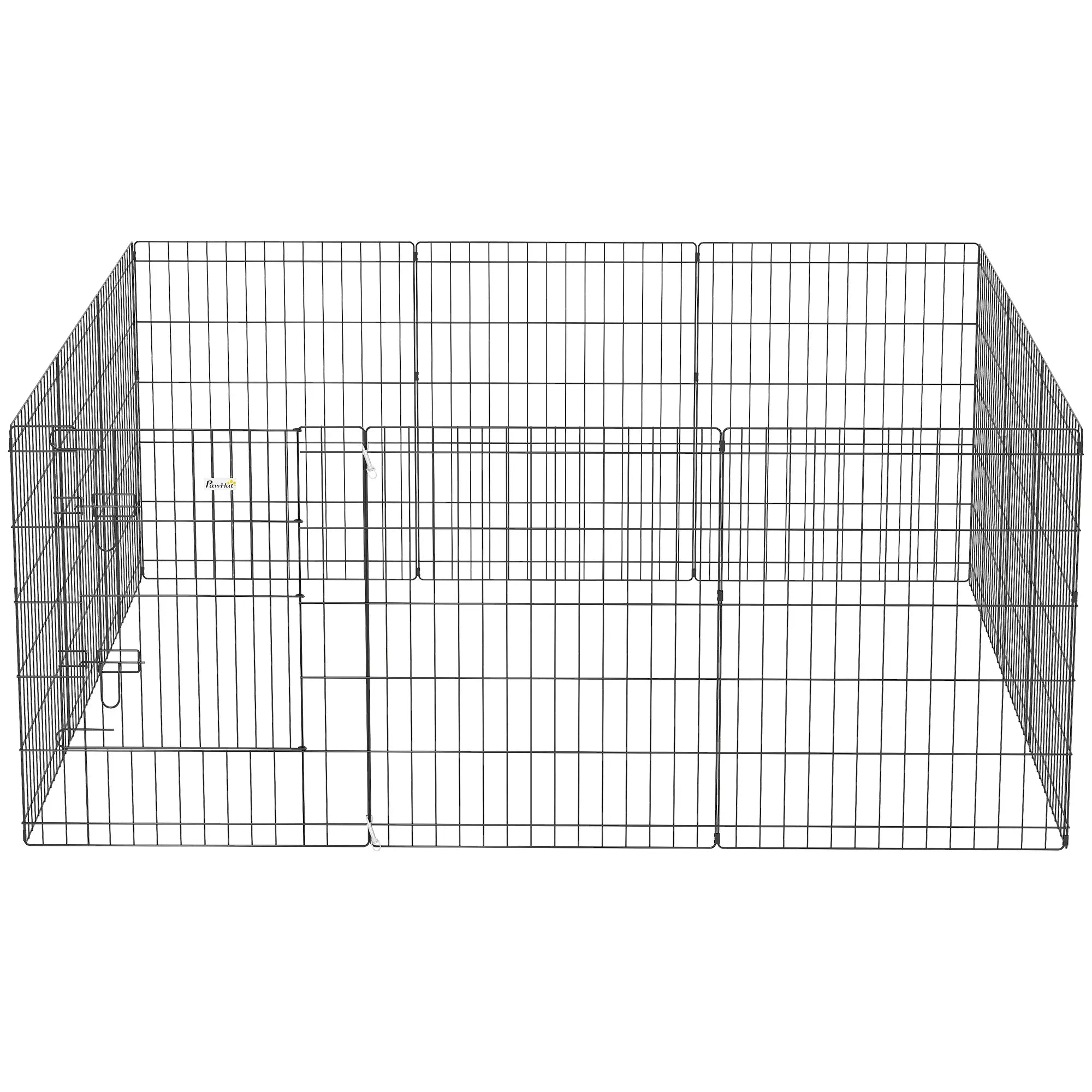 24 Inch Foldable Metal Pet Playpen, Dog Puppy Kennel Cage, 12 Panel Dog PlayPens Black at Gallery Canada