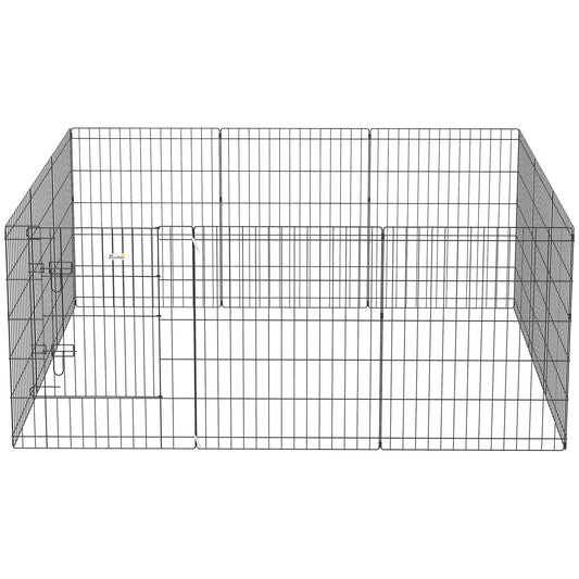 24 Inch Foldable Metal Pet Playpen, Dog Puppy Kennel Cage, 12 Panel Dog PlayPens Black at Gallery Canada