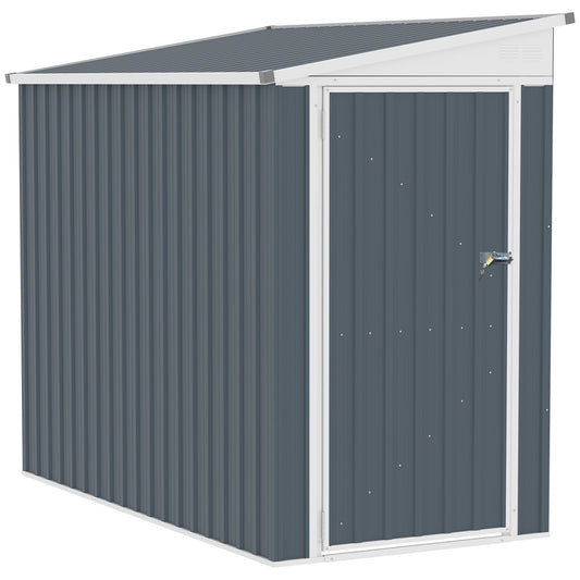 4' x 8' Garden Storage Shed Lean to Shed Outdoor Metal Tool House with Lockable Door and Air Vents for Patio, Lawn - Gallery Canada
