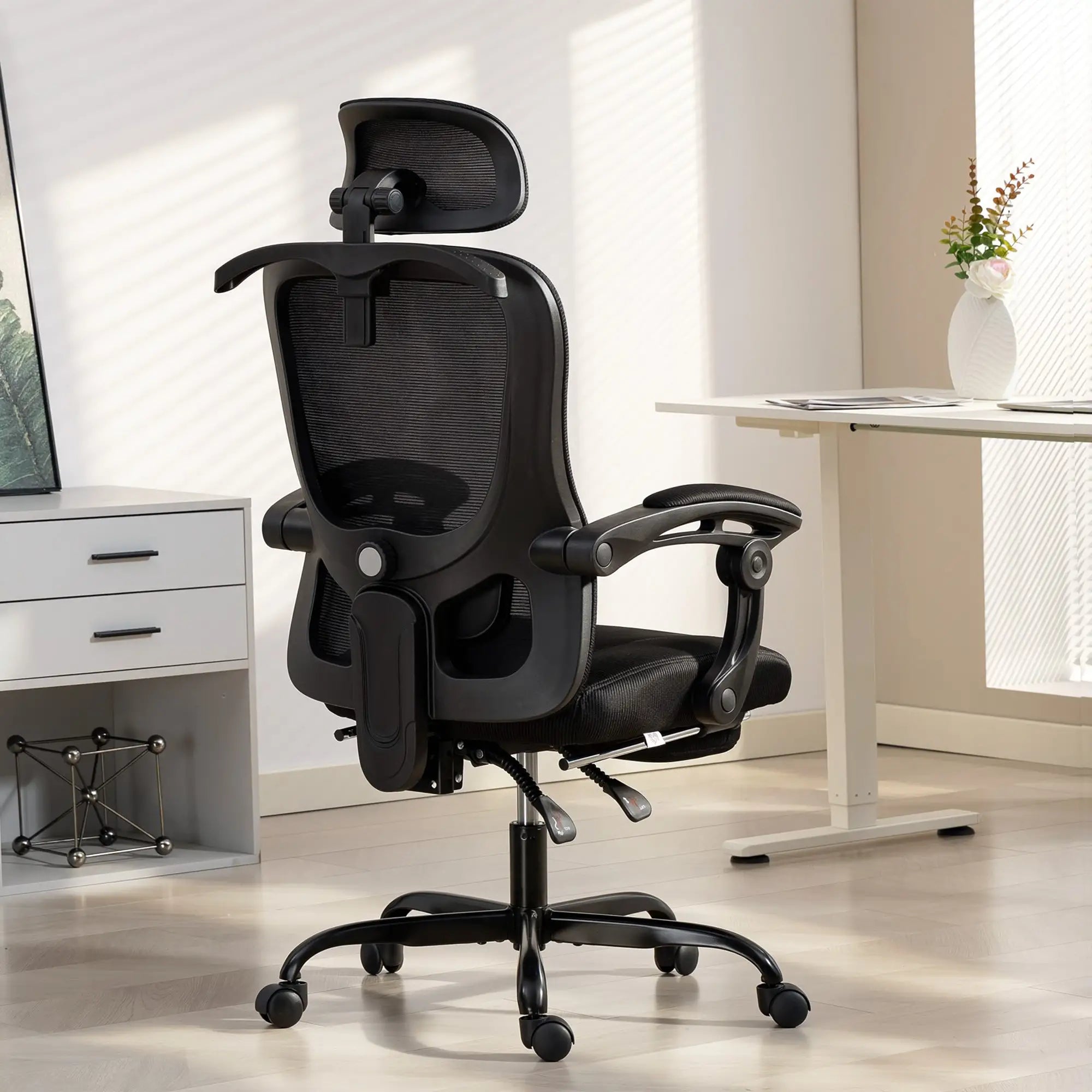 Ergonomic Mesh Office Chair, Adjustable Headrest, Lumbar Support, Black Task Chairs at Gallery Canada