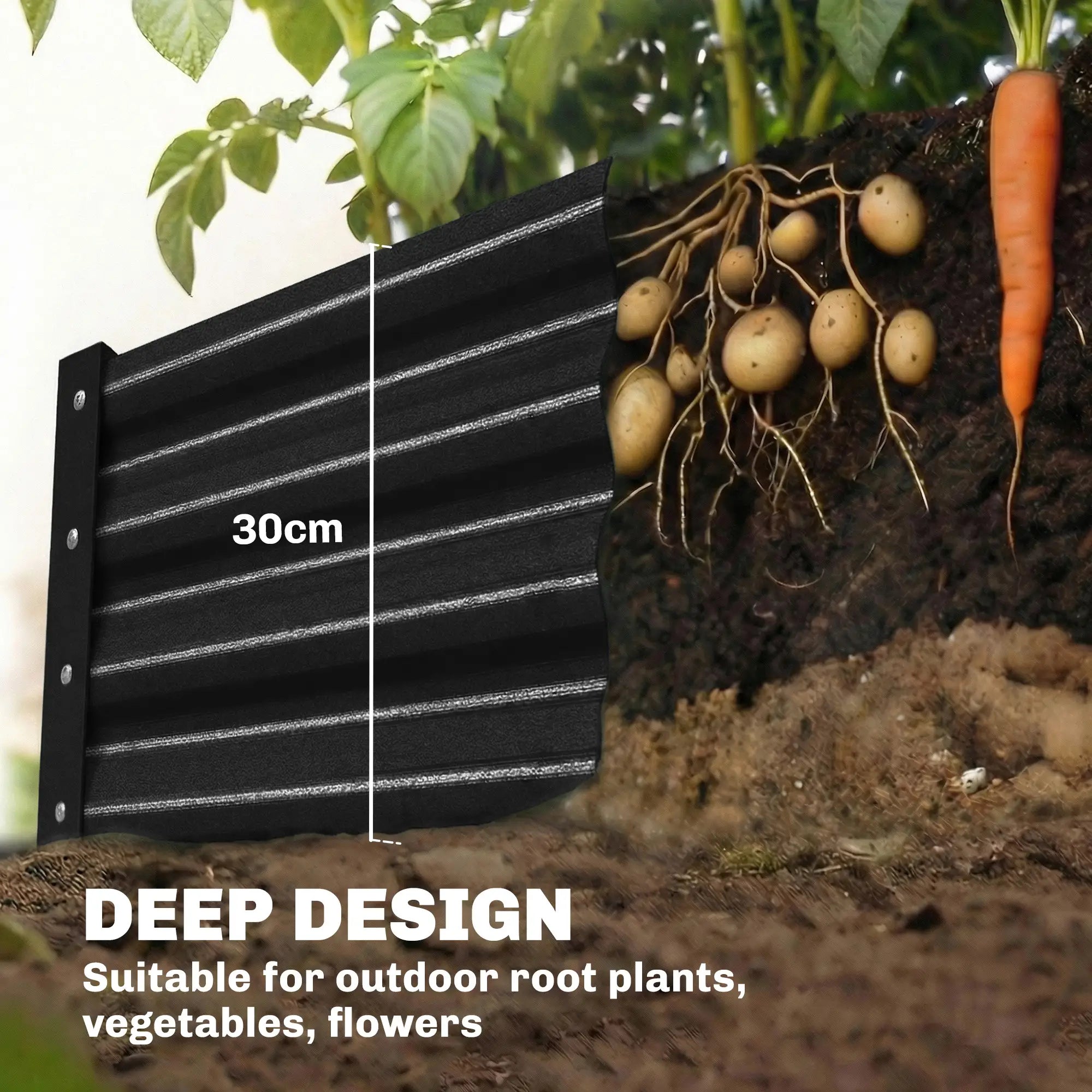 12x4x1ft Galvanized Raised Garden Bed, Reinforced Outdoor Planter Box, Black Galvanized Planter Boxes at Gallery Canada