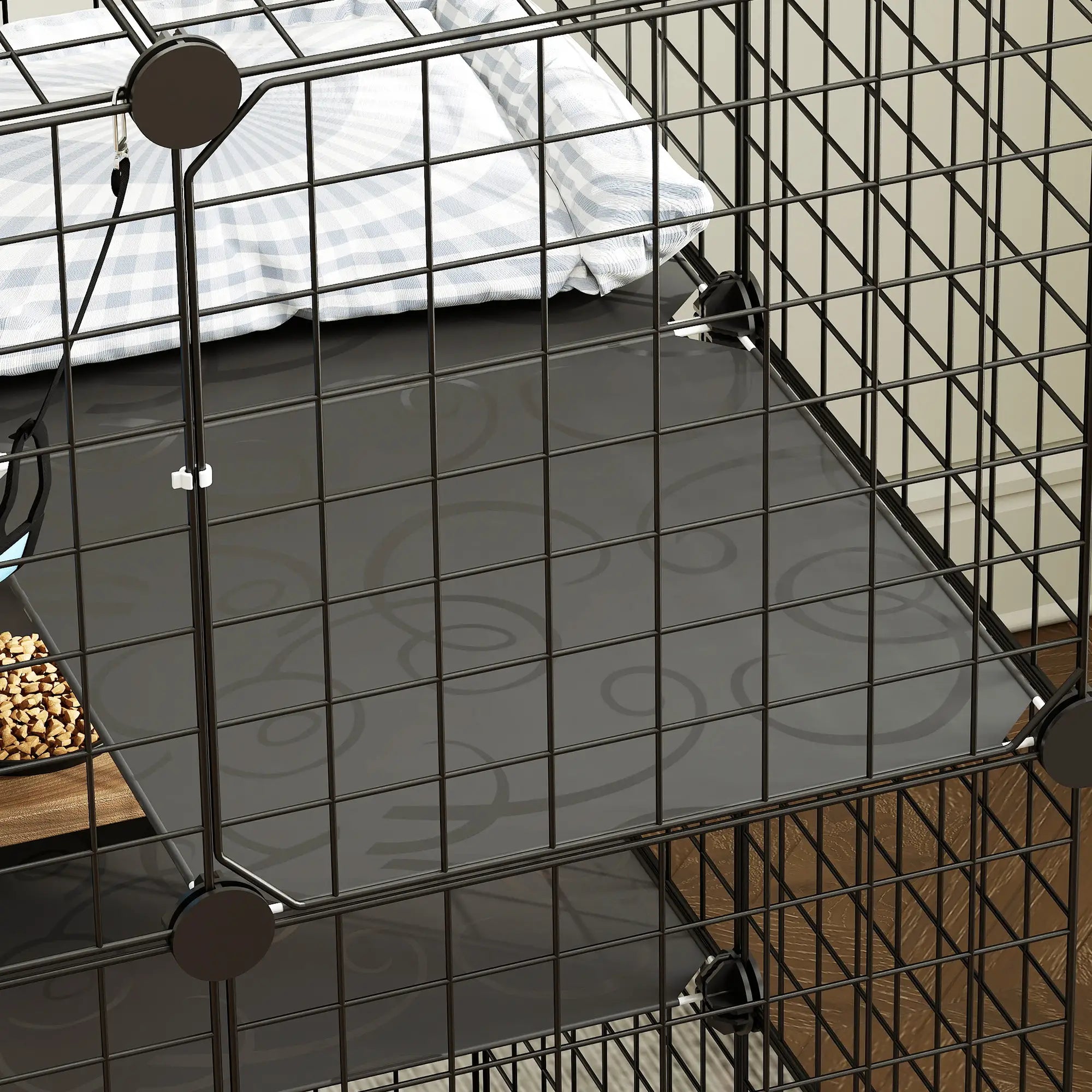 3 Tier Cat Cage Crate, DIY Pet Playpen, Black Outdoor Cat Enclosures at Gallery Canada
