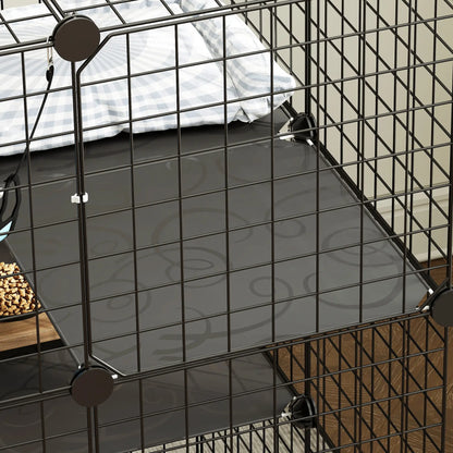 3 Tier Cat Cage Crate, DIY Pet Playpen, Black Outdoor Cat Enclosures at Gallery Canada