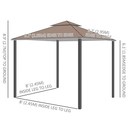 10' x 10' Garden Gazebo, Double Tier Canopy, Sunshade Tent, Anti-UV Roof, Metal Frame, Coffee Gazebos at Gallery Canada