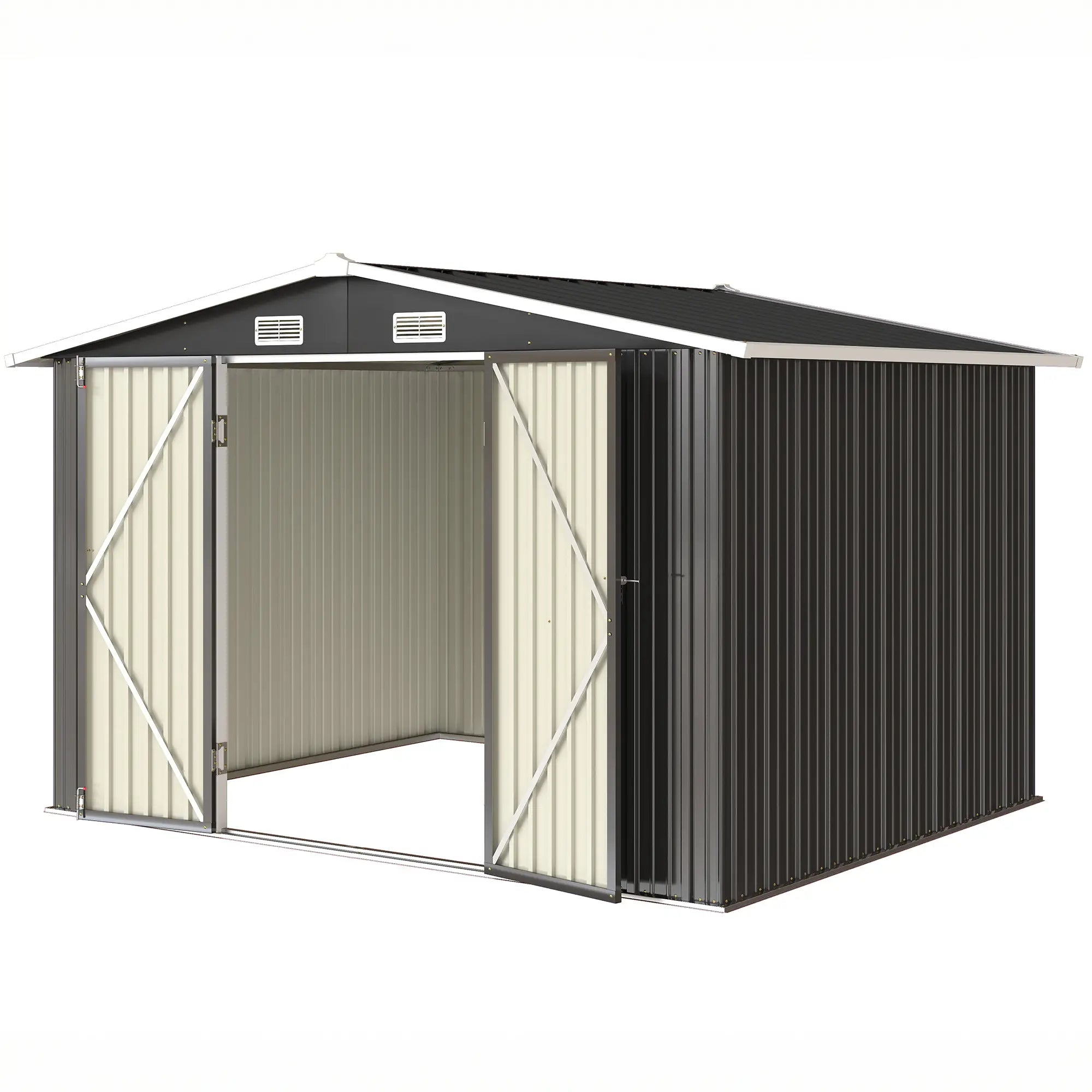 10' x 8' Metal Shed, Heavy Duty Outdoor Storage, Dark Grey Sheds Dark Grey at Gallery Canada