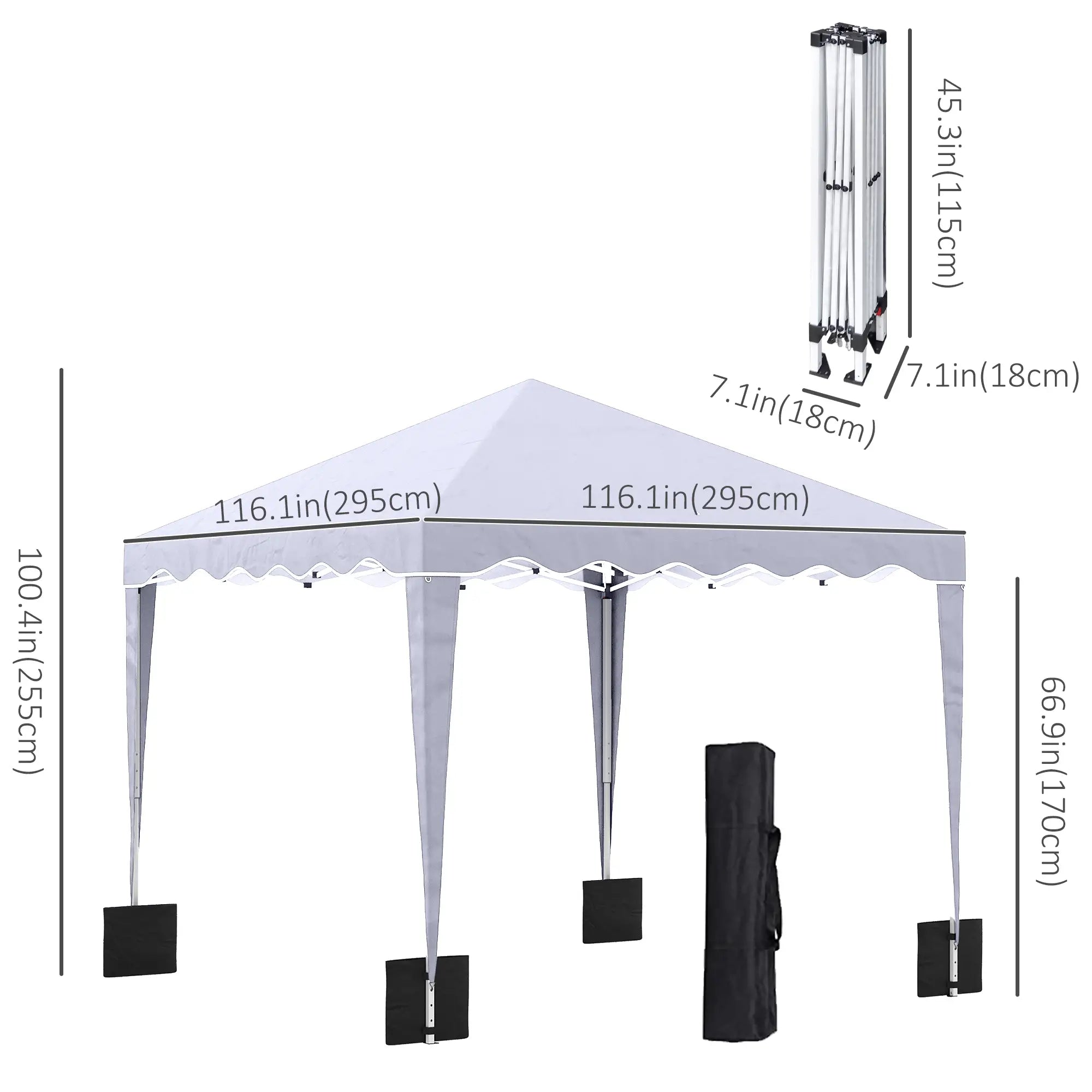 10' x 10' Pop Up Canopy Tent, Adjustable Height, Carry Bag, White Pop Up Canopies at Gallery Canada