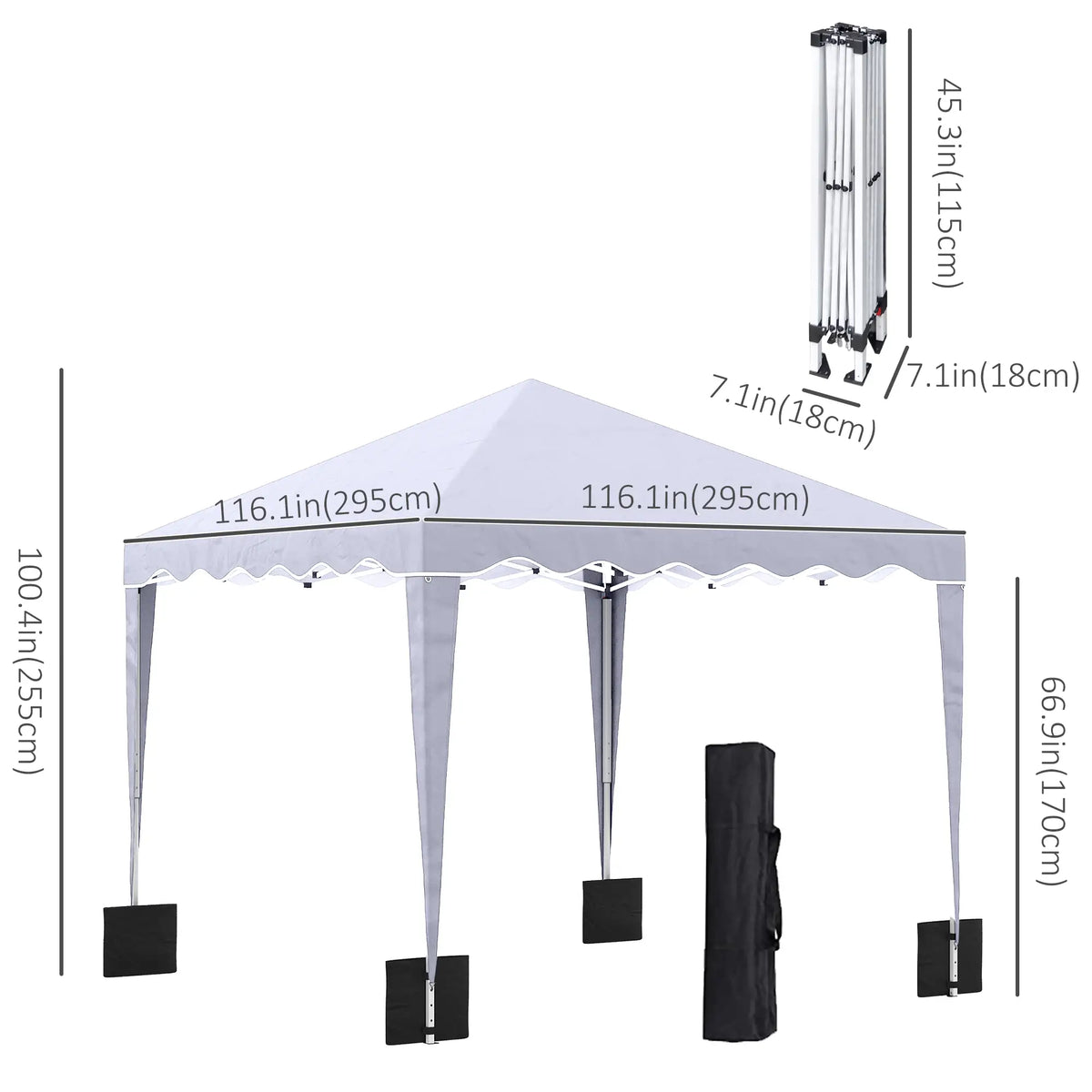 10' x 10' Pop Up Canopy Tent, Adjustable Height, Carry Bag, White Pop Up Canopies at Gallery Canada