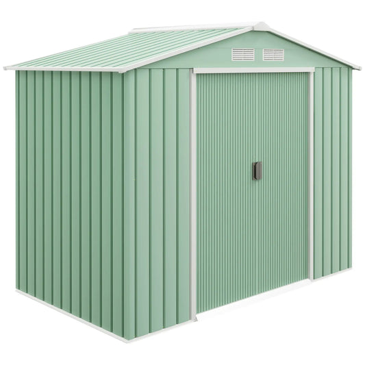 7' x 4' x 6' Garden Storage Shed, Metal Tool House, Light Green Sheds Light Green at Gallery Canada