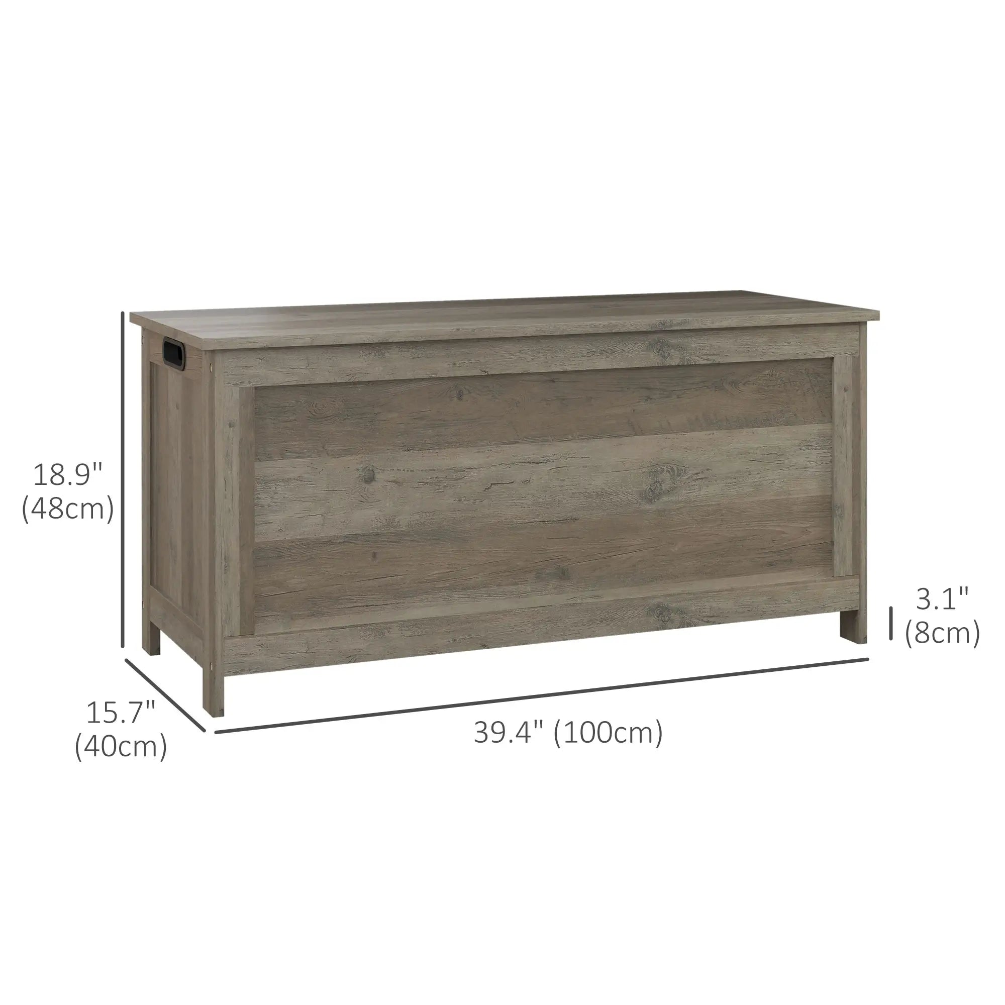 Storage Trunk, Entryway Bench with Side Handles, Distressed, Grey Storage Cabinets at Gallery Canada