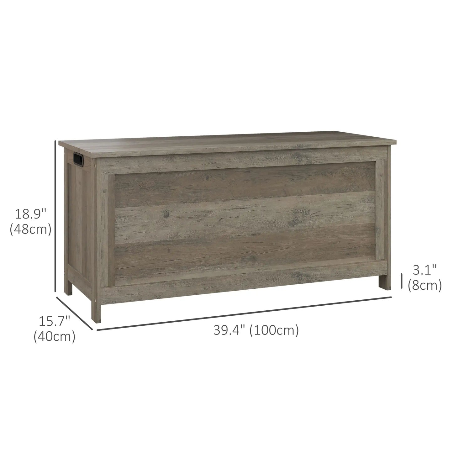 Storage Trunk, Entryway Bench with Side Handles, Distressed, Grey Storage Cabinets at Gallery Canada