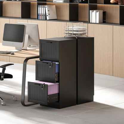 3 Drawer Filing Cabinet with Lock, Adjustable Hanging Bars, Black Office Cabinets & Cupboards at Gallery Canada