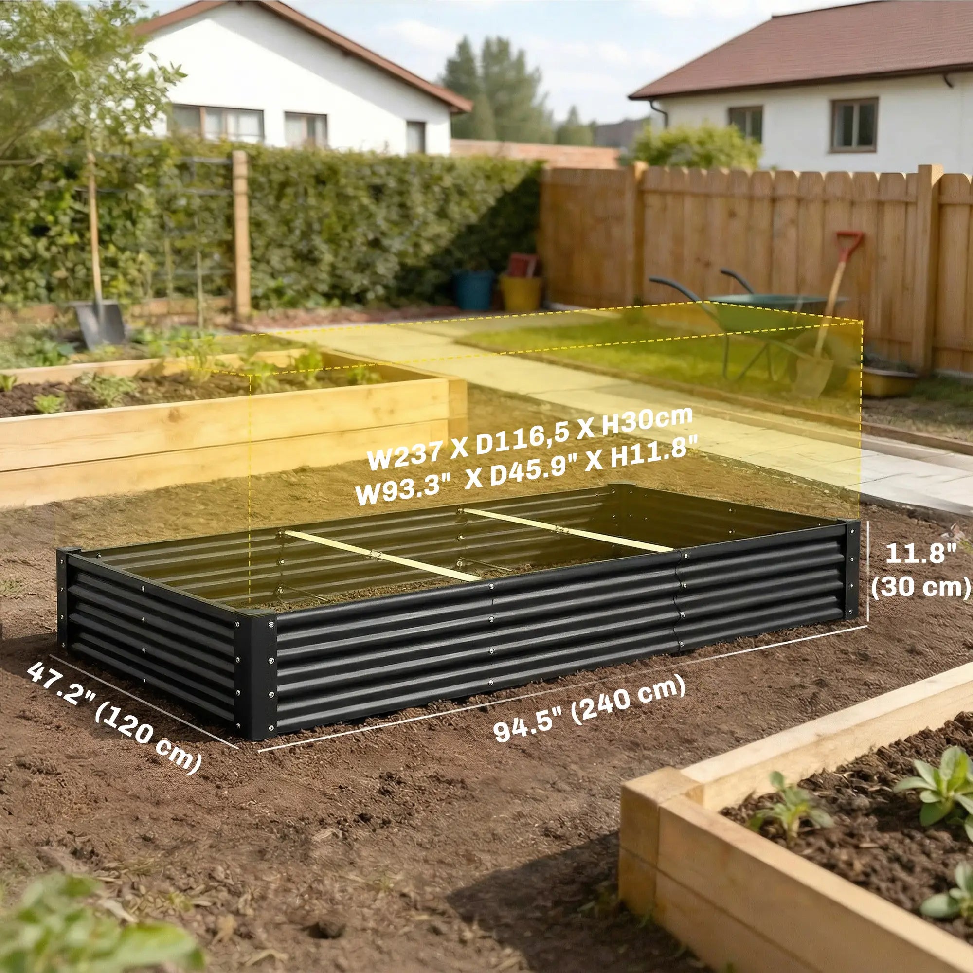 8 x 4 x 1ft Galvanized Raised Garden Bed, Reinforced Planter Box, Black Galvanized Planter Boxes at Gallery Canada
