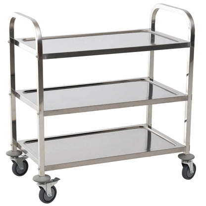 33" 3-Tier Kitchen Trolley, Stainless Steel, Wheeled Storage Cart, 330LBS Kitchen Islands & Kitchen Carts at Gallery Canada