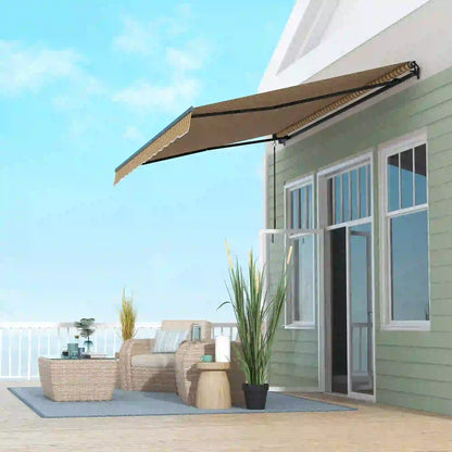 13' x 10' Retractable Awning, UV Resistant Sunshade, Dark Grey, Amber Window Awnings at Gallery Canada
