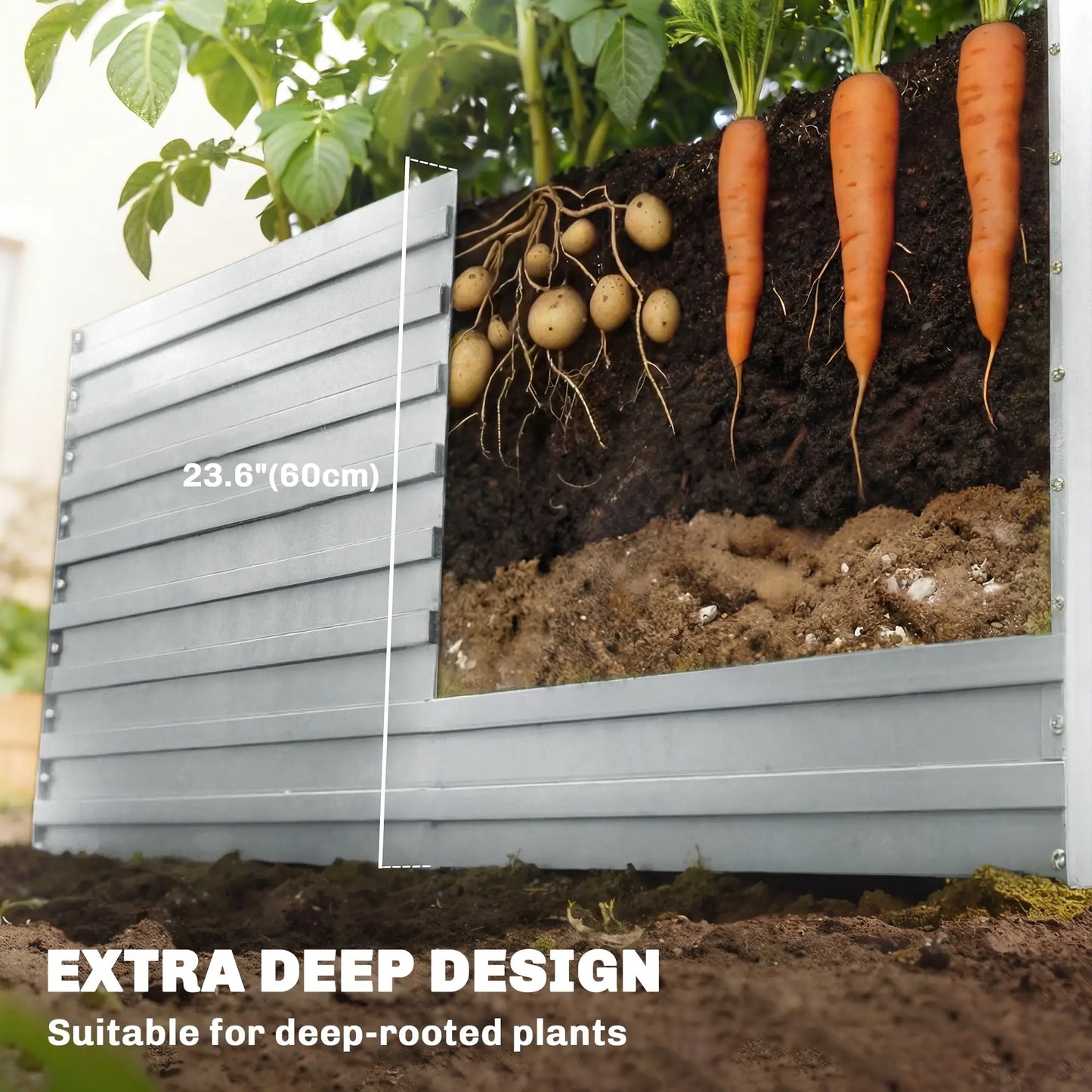 5' x 3' x 2' Raised Garden Bed, Galvanized Planter Box, Silver Galvanized Planter Boxes at Gallery Canada