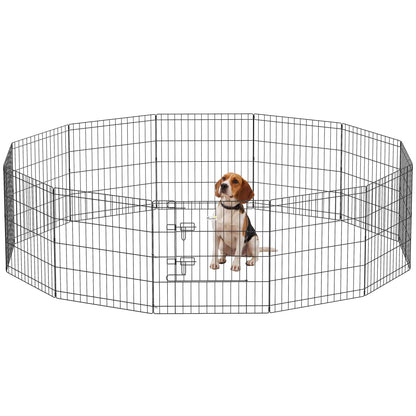 24 Inch Foldable Metal Pet Playpen, Dog Kennel Cage, 12 Panels Dog PlayPens at Gallery Canada