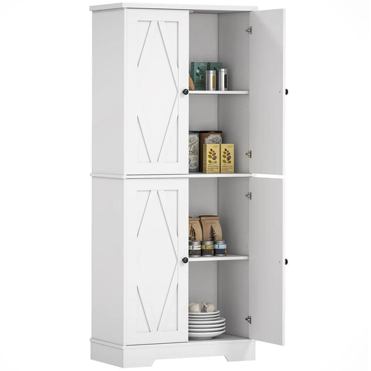 Freestanding Storage Cabinet, Kitchen Pantry with Doors, Shelves Kitchen Pantry Cabinets White at Gallery Canada