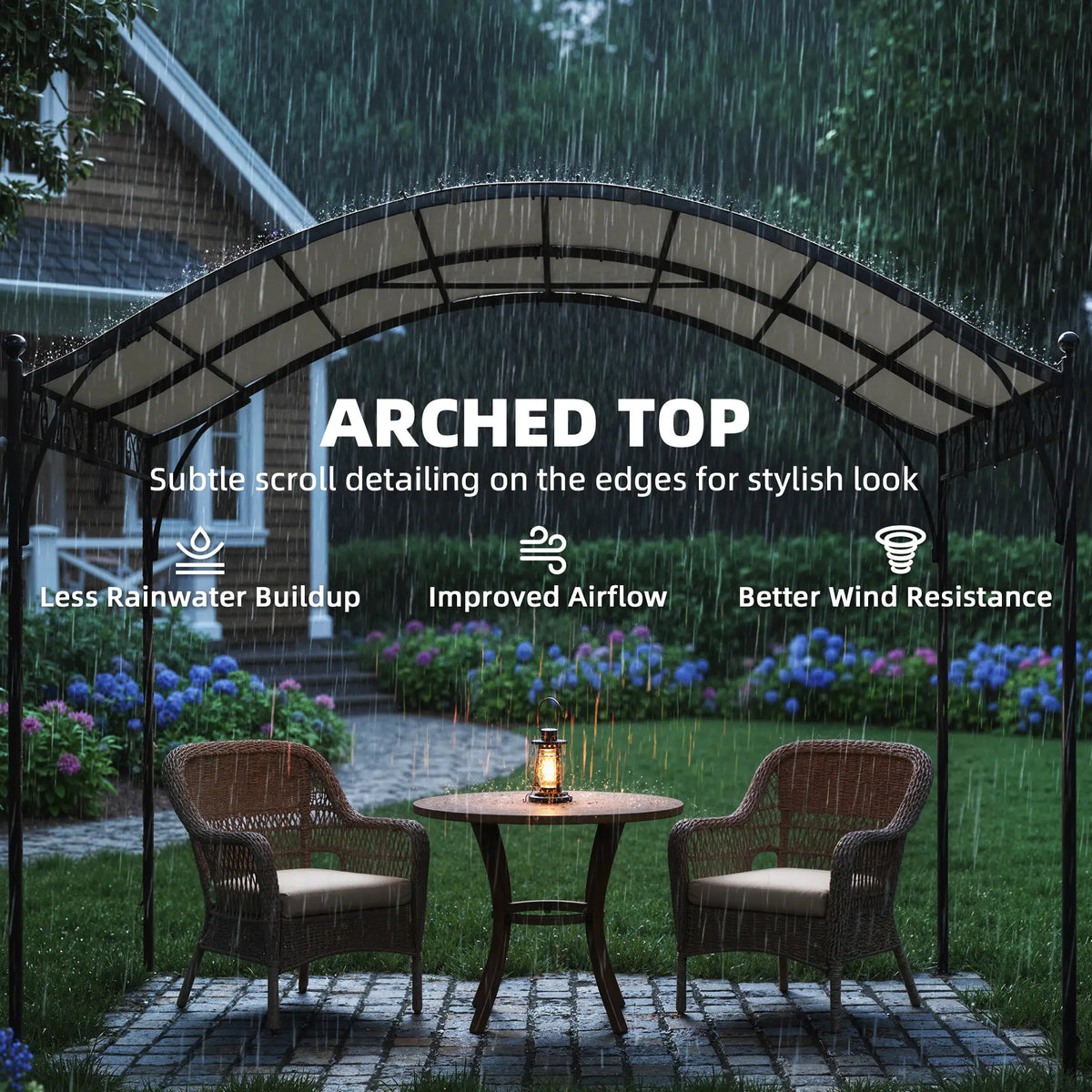 10' x 10' Outdoor Pergola, Galvanized Steel Frame, UV30+ Canopy, Cream White