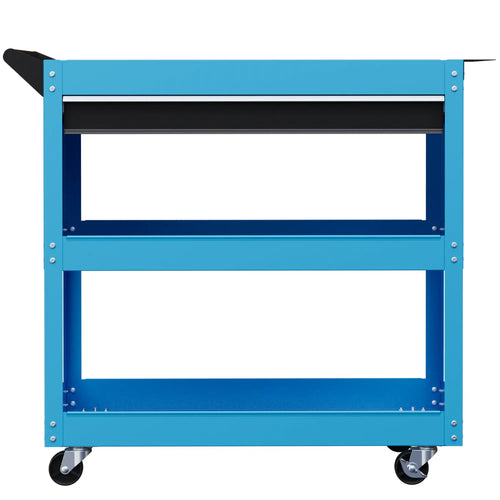 Tool Cart On Wheels, Ball Bearing Drawer, Storage Trays, Blue