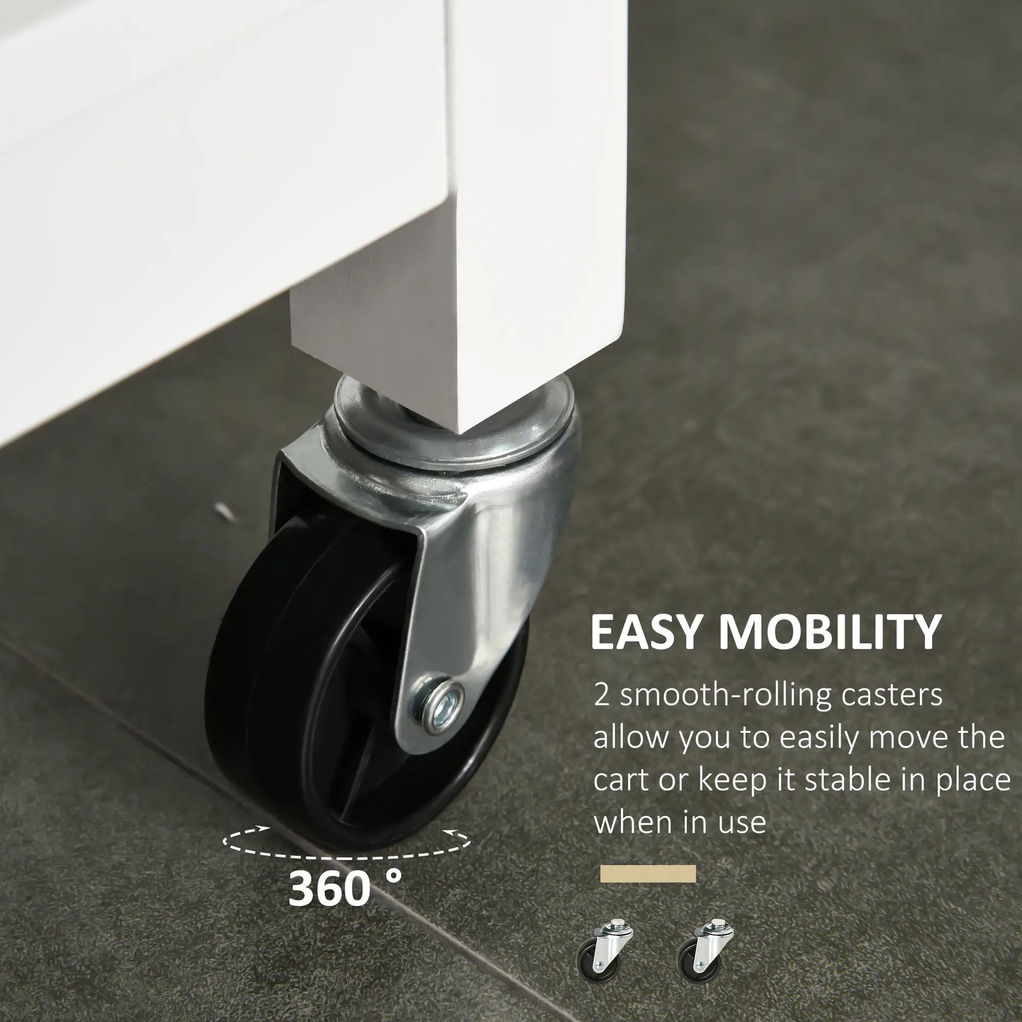 Kitchen Cart on Wheels, Utility Storage Island, Rubber Wood Top, White Kitchen Islands & Kitchen Carts at Gallery Canada