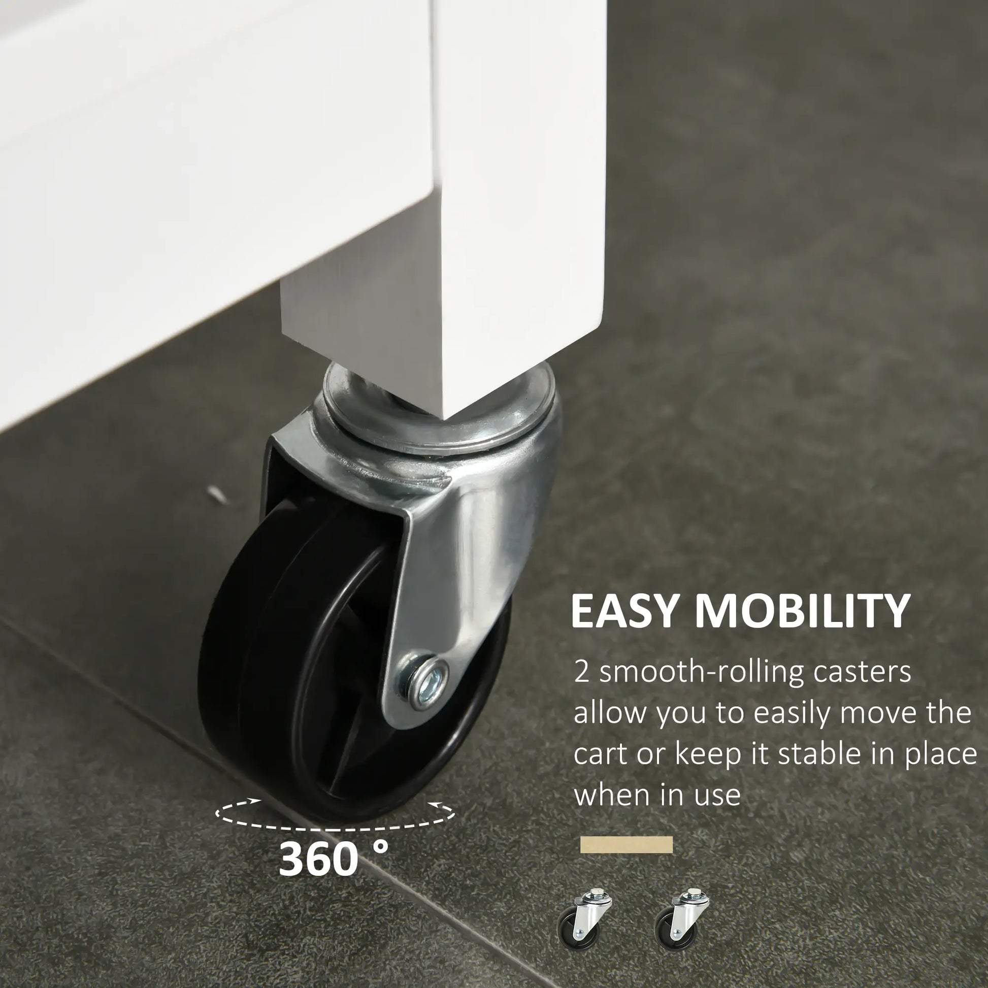 Kitchen Cart on Wheels, Utility Storage Island, Rubber Wood Top, White Kitchen Islands & Kitchen Carts at Gallery Canada