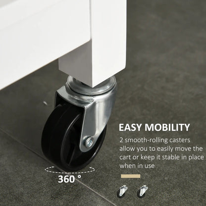 Kitchen Cart on Wheels, Utility Storage Island, Rubber Wood Top, White Kitchen Islands & Kitchen Carts at Gallery Canada