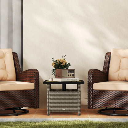 22 Square Steel Rattan Table, Umbrella Hole, Outdoor Patio, Mixed-Grey Patio Dinning Tables at Gallery Canada