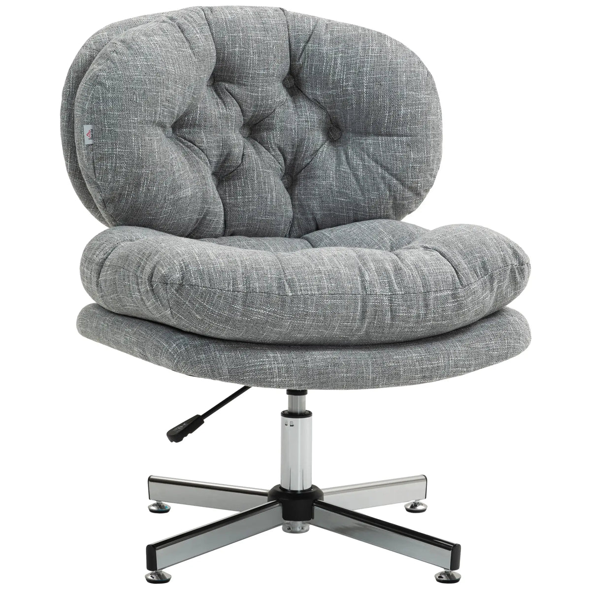 Armless Office Chair, Wide Padded Seat, Adjustable Height, Grey