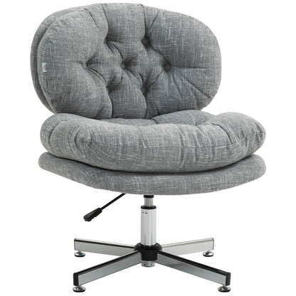 Armless Office Chair, Wide Padded Seat, Adjustable Height, Grey