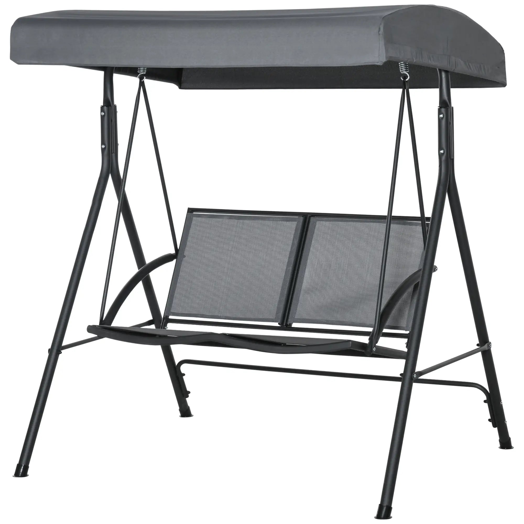 2-Seat Patio Swing Chair, Outdoor Porch Glider With Canopy, Dark Grey Porch Swings with Canopy Dark Grey at Gallery Canada