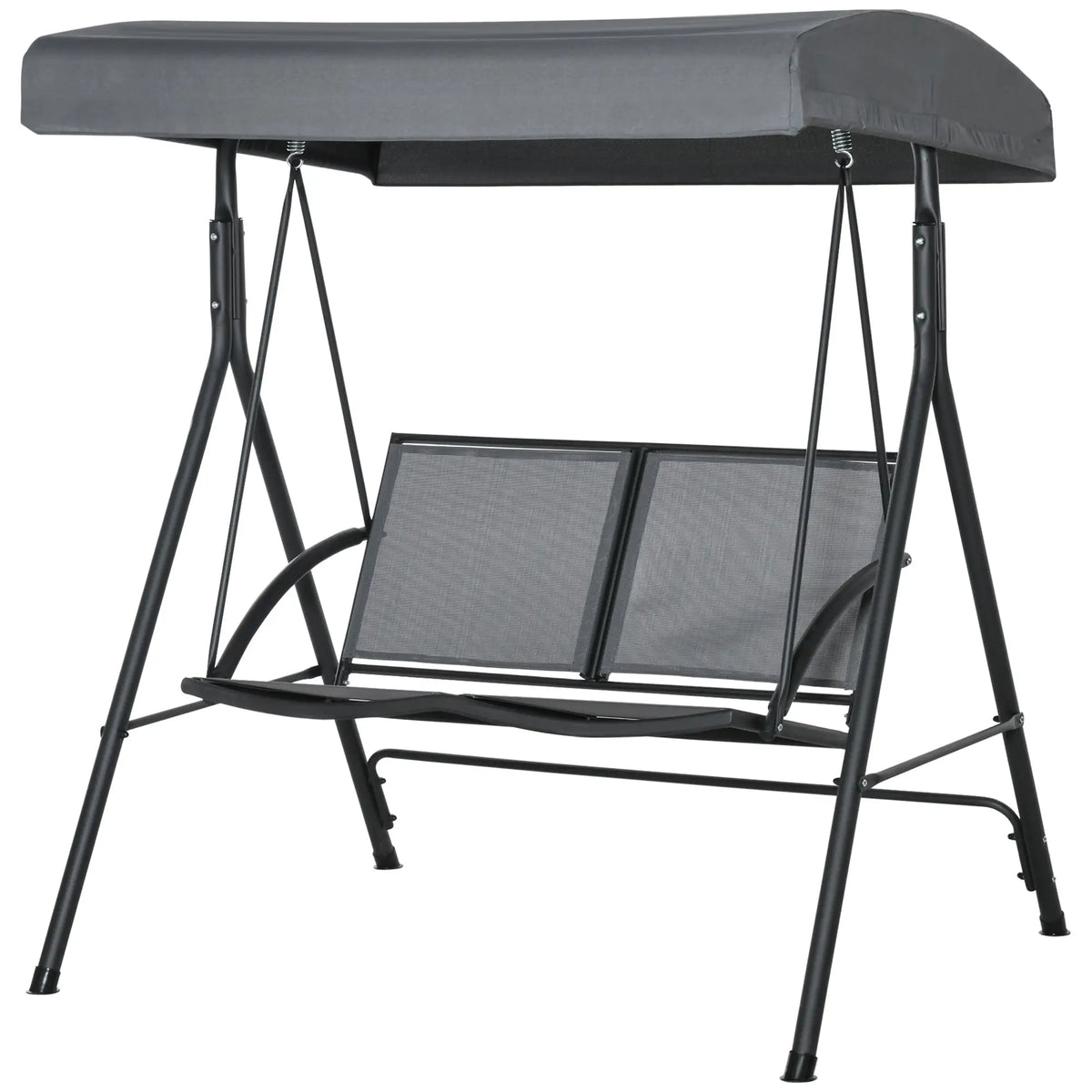 2-Seat Patio Swing Chair, Outdoor Porch Glider With Canopy, Dark Grey Porch Swings with Canopy Dark Grey at Gallery Canada