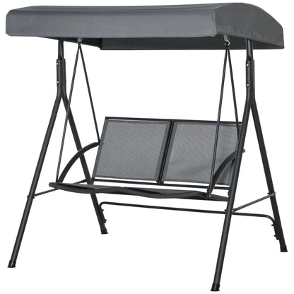 2-Seat Patio Swing Chair, Outdoor Porch Glider With Canopy, Dark Grey Porch Swings with Canopy Dark Grey at Gallery Canada