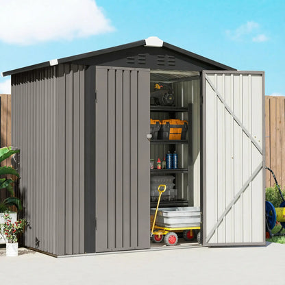 6.5' x 4' Outdoor Storage Shed, Metal Garden Shed, Light Grey Sheds at Gallery Canada