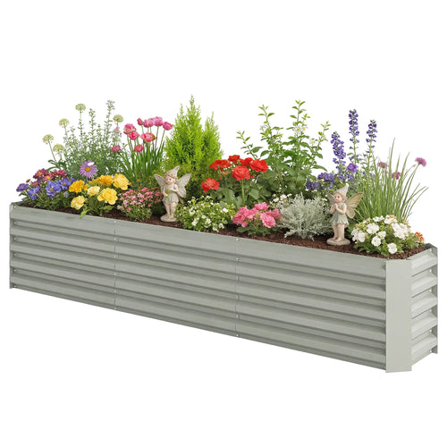 8 x 1.3 x 1.5ft Galvanized Raised Garden Bed, Reinforced Planter Box, Light Grey