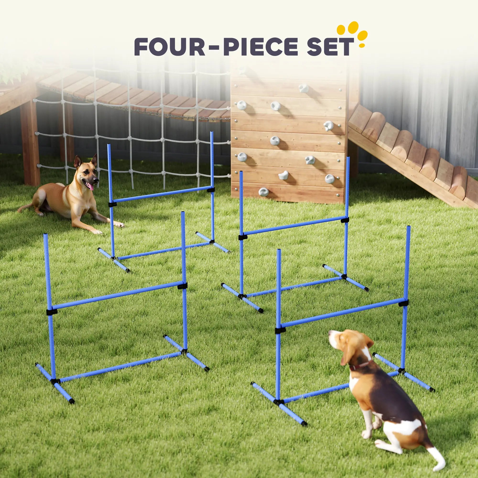 Dog Agility Training Set, 4 Adjustable Jump Bars, Exercise Kit, Blue Dog Agility Training Equipment at Gallery Canada