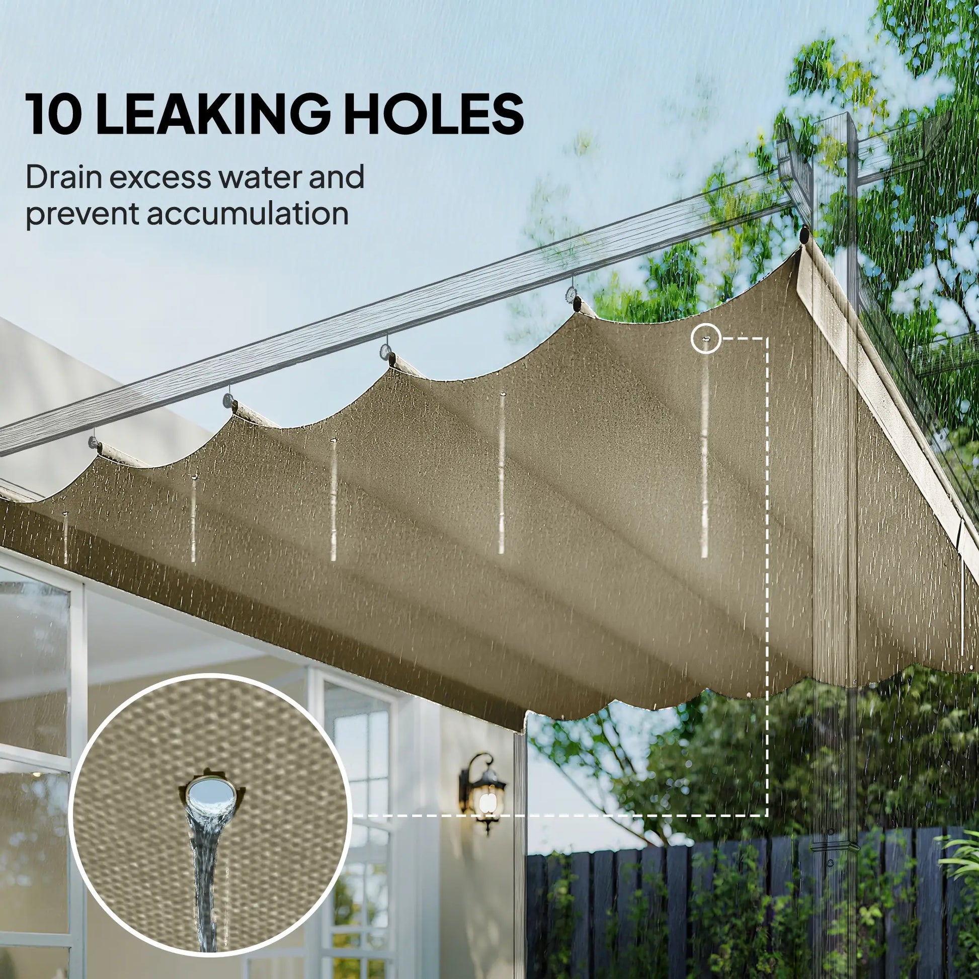 Retractable Pergola Canopy Cover, 10' x 13', Beige Gazebo Canopy Replacement at Gallery Canada