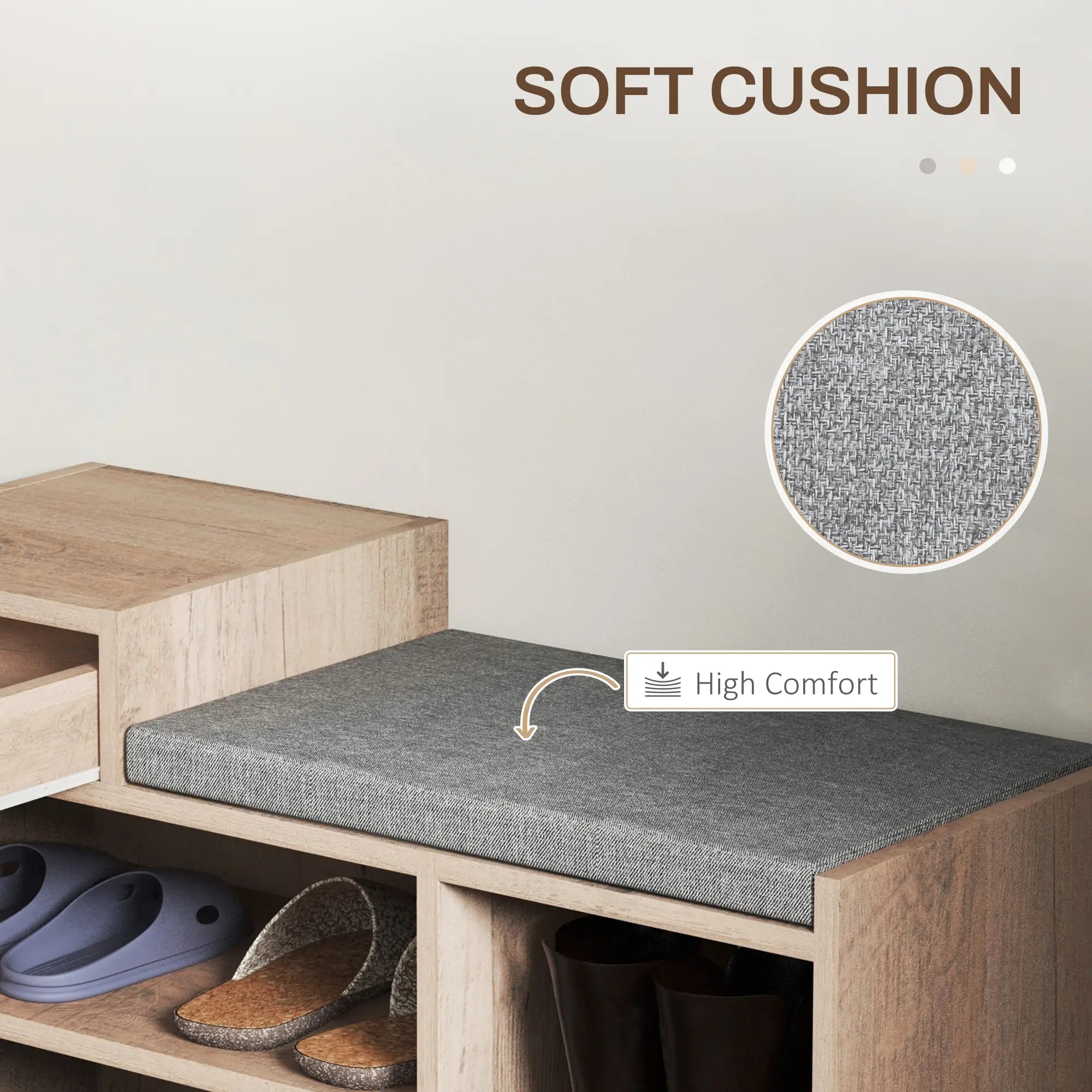 Upholstered Shoe Storage Bench, Seat, Drawer, 3 Shelves, Grey Shoe Storage Cabinets & Racks at Gallery Canada