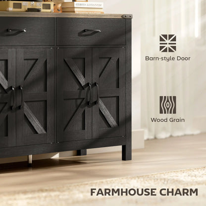 Farmhouse Sideboard Buffet Cabinet, 2 Drawers, Shelves Storage Cabinets at Gallery Canada