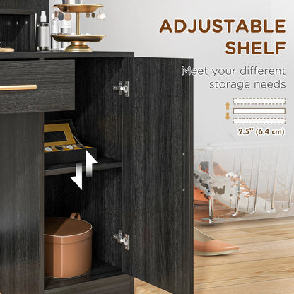 LED Vanity Table Set with Stool, Mirror, Drawer, Cabinet Shelves Dressing & Vanity Tables at Gallery Canada