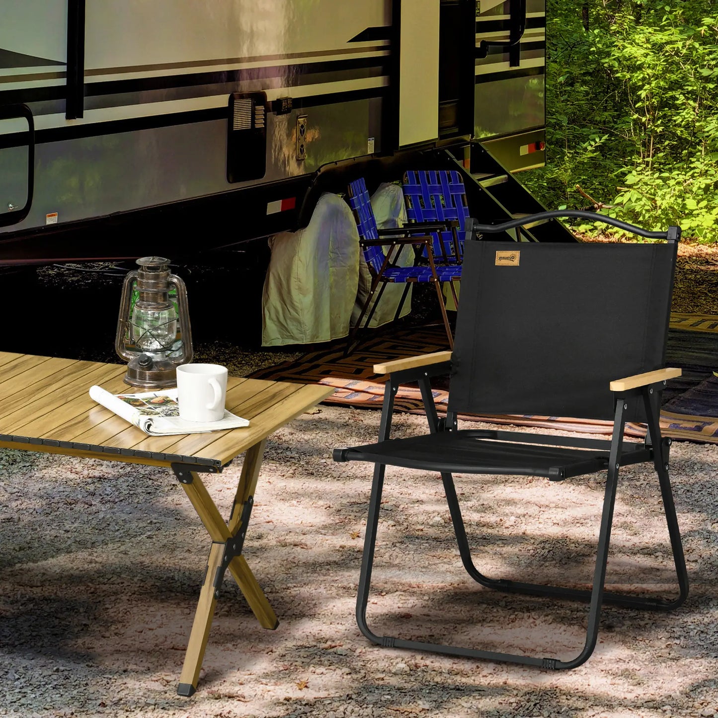 Lightweight Folding Camping Chair, Portable Armchair, Black Picnic Tables & Camping Chairs at Gallery Canada