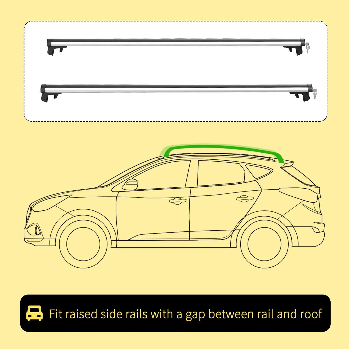 2pc Roof Rack, Aluminum Cross Bars, Adjustable, 49", Silver Automotive at Gallery Canada