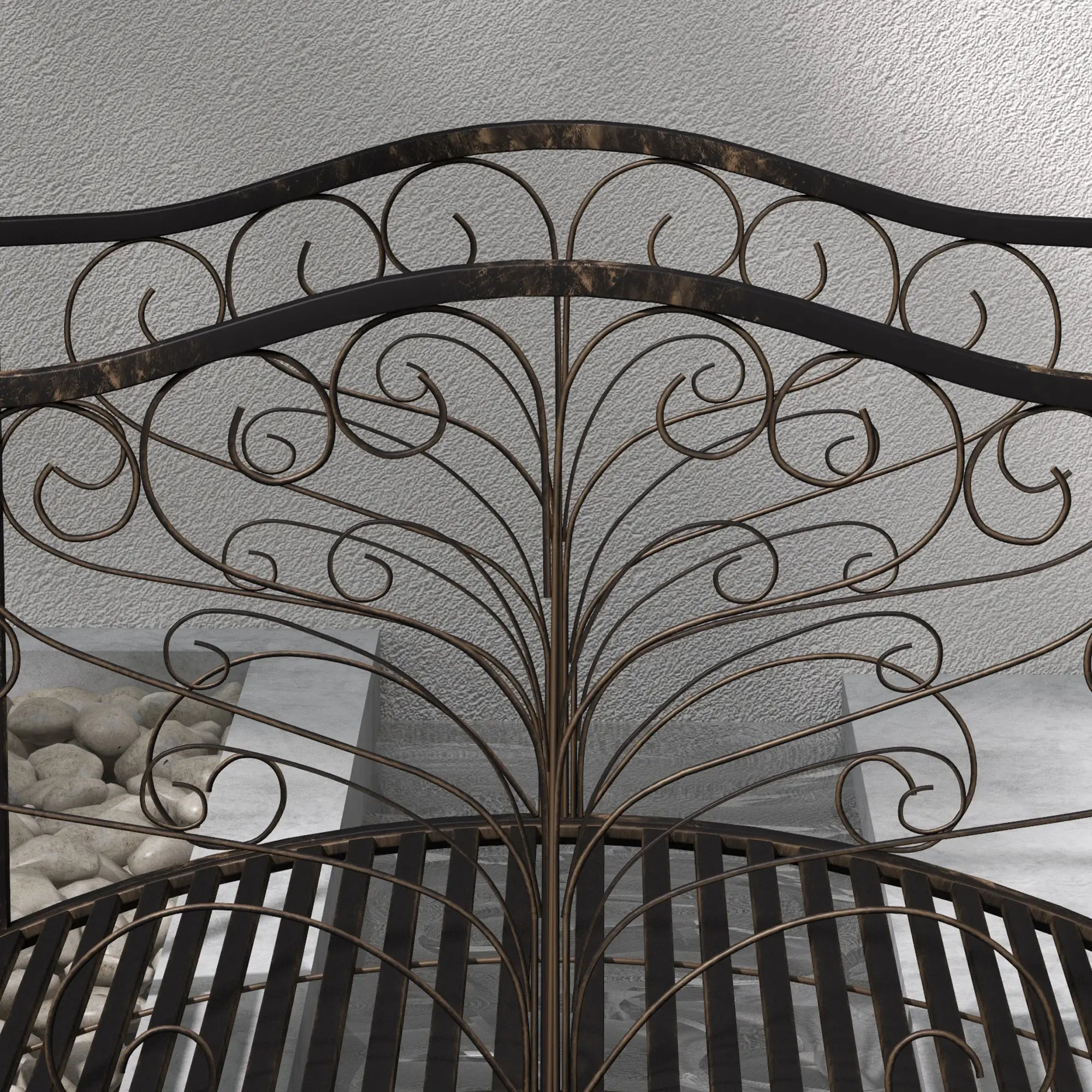 4FT Metal Garden Bridge, Decorative Arc, Guardrails, Black Bronze Garden Bridges at Gallery Canada