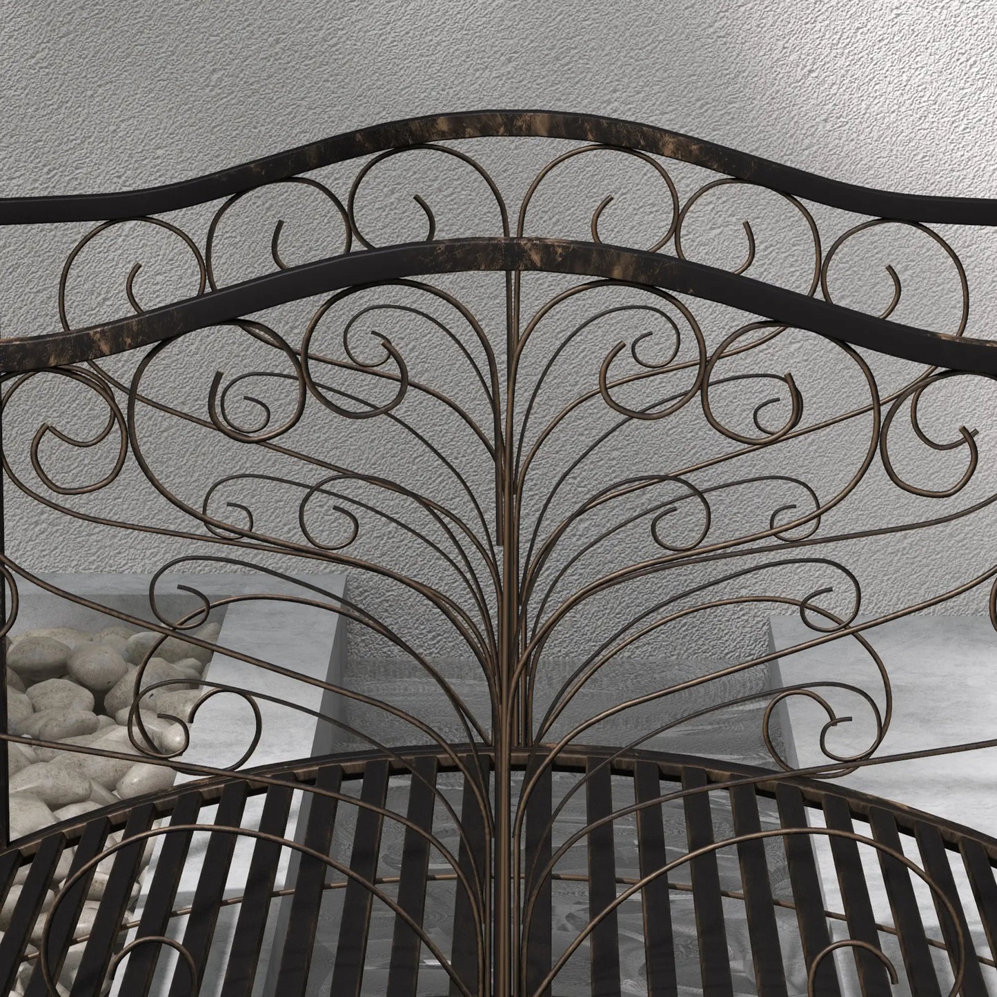 4FT Metal Garden Bridge, Decorative Arc, Guardrails, Black Bronze Garden Bridges at Gallery Canada