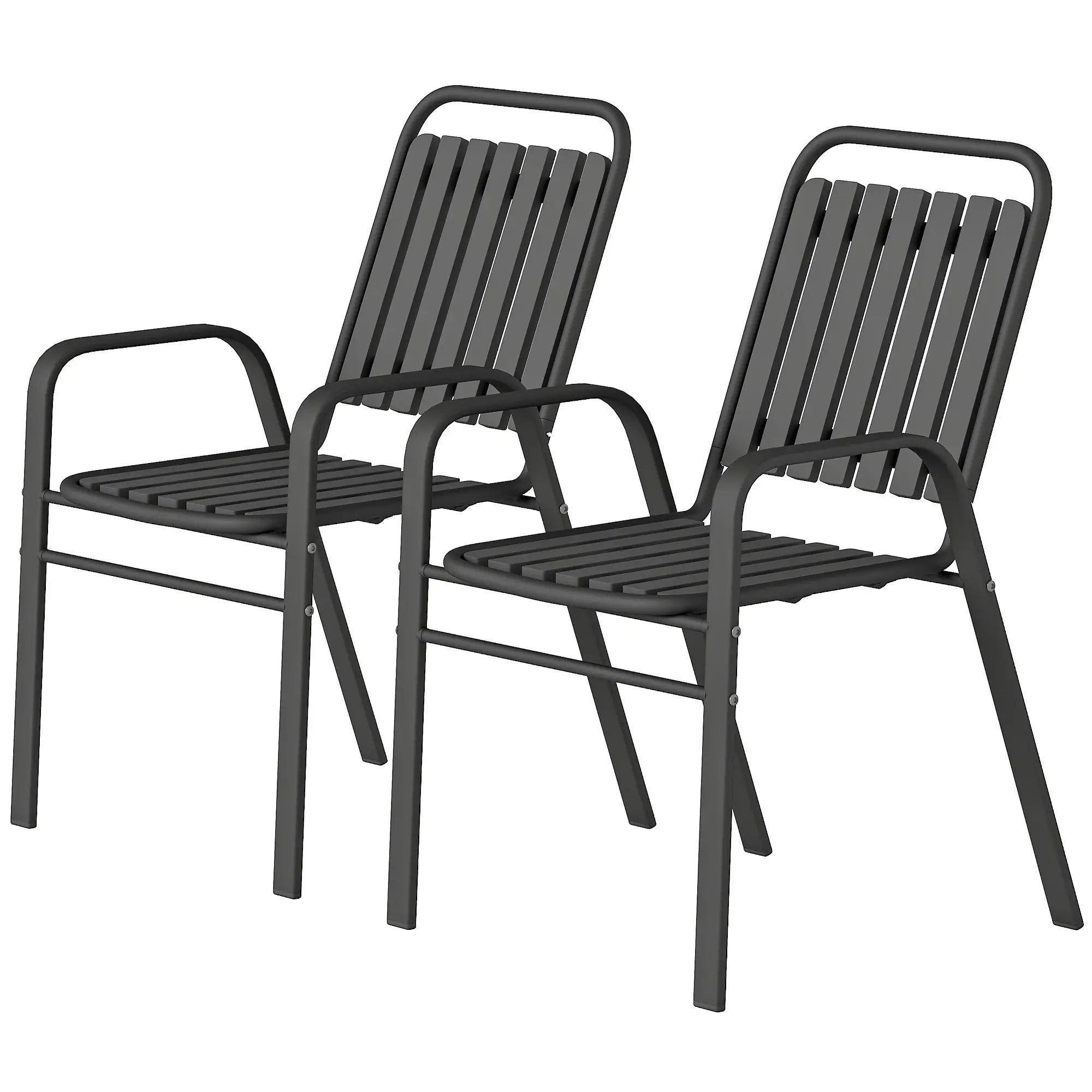 Stackable Outdoor Dining Chairs Set Of 2, Black Patio Chairs Black at Gallery Canada