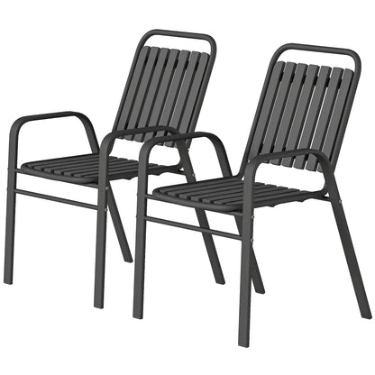 Stackable Outdoor Dining Chairs Set Of 2, Black Patio Chairs Black at Gallery Canada