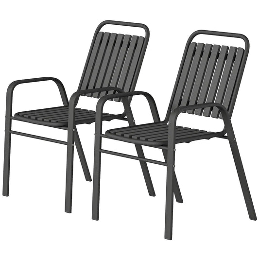 Stackable Outdoor Dining Chairs Set Of 2, Black Patio Chairs Black at Gallery Canada